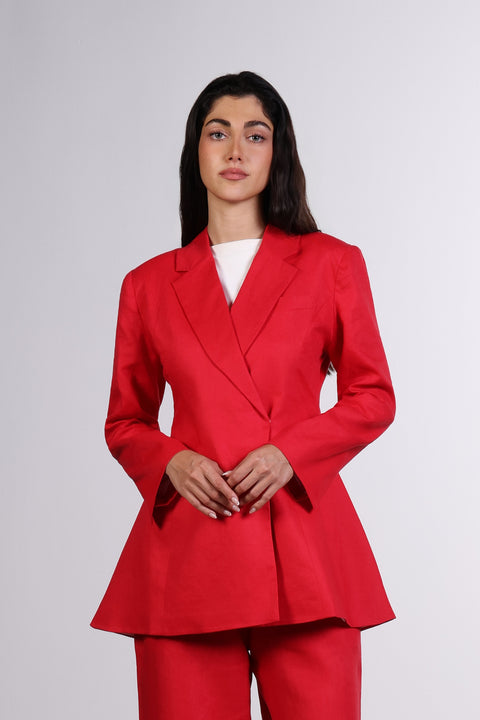 THE LINEN BLAZER — WOMENS RED