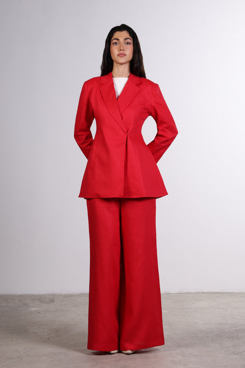 THE LINEN BLAZER — WOMENS RED