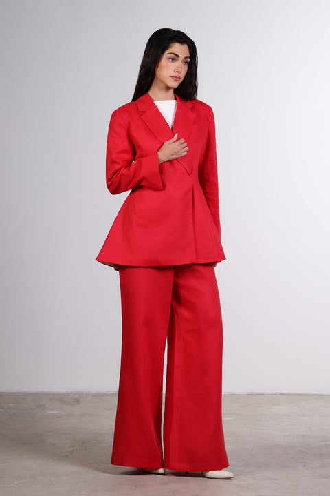 THE LINEN BLAZER — WOMENS RED