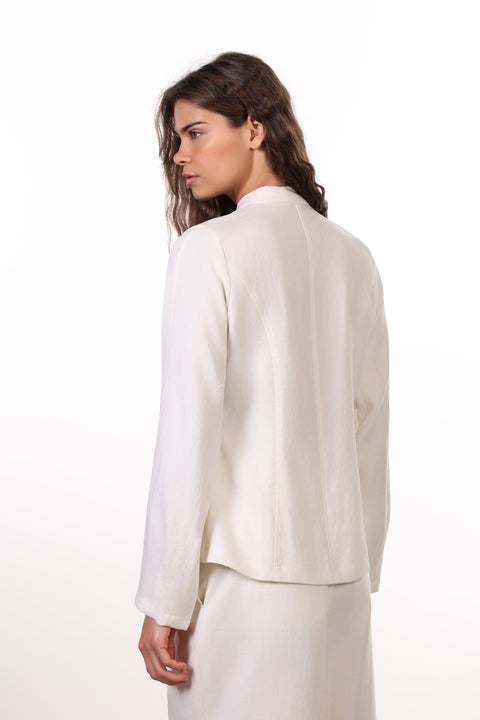 THE JAPANESE LINEN BLEND SHIRT - WOMENS OFFWHITE
