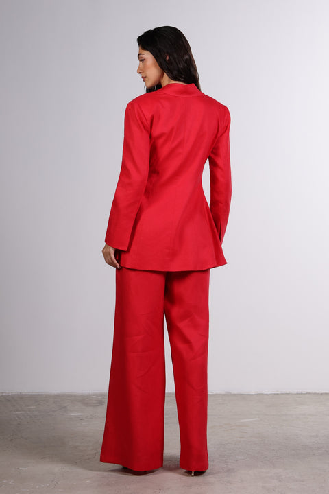 THE LINEN BLAZER — WOMENS RED