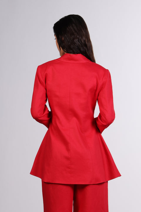 THE LINEN BLAZER — WOMENS RED