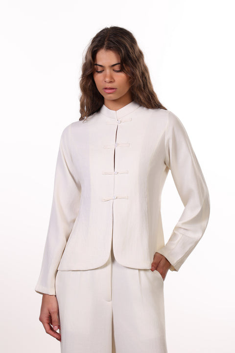 THE JAPANESE LINEN BLEND SHIRT - WOMENS OFFWHITE