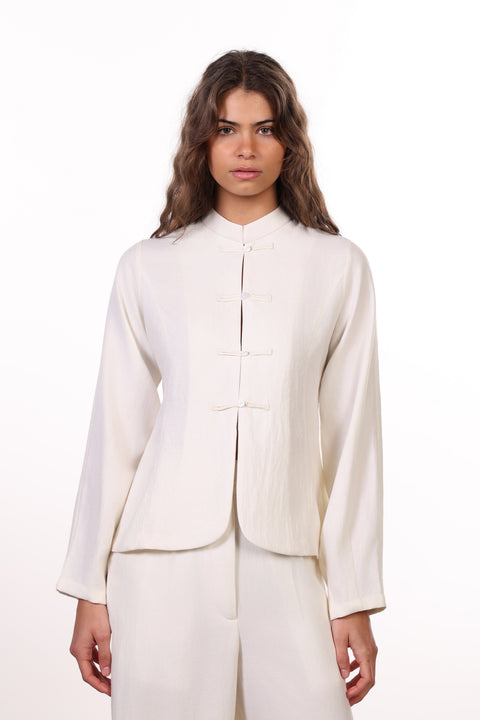THE JAPANESE LINEN BLEND SHIRT - WOMENS OFFWHITE