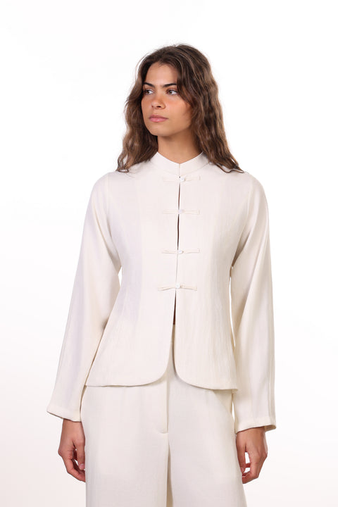 THE JAPANESE LINEN BLEND SHIRT - WOMENS OFFWHITE