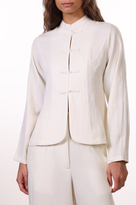 THE JAPANESE LINEN BLEND SHIRT - WOMENS OFFWHITE