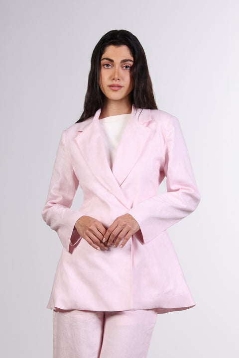 THE LINEN BLAZER — WOMENS PINK