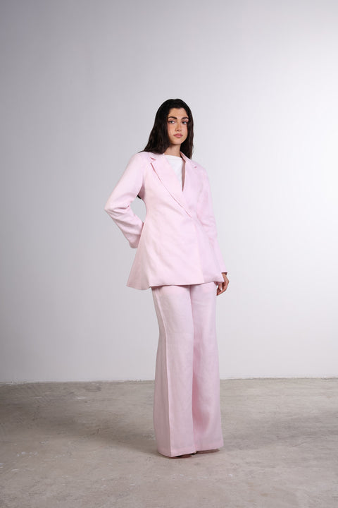THE LINEN BLAZER — WOMENS PINK
