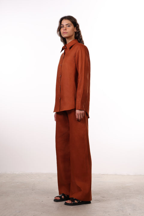 THE CLASSIC LINEN SET — WOMENS BURNT ORANGE
