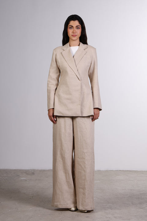THE LINEN BLAZER — WOMENS BEIGE