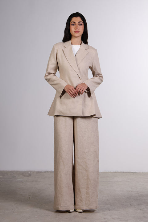 THE LINEN BLAZER — WOMENS BEIGE