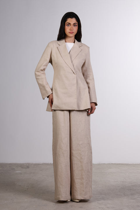 THE LINEN BLAZER — WOMENS BEIGE