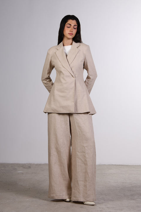 THE LINEN BLAZER — WOMENS BEIGE