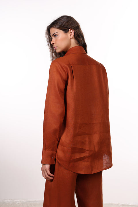THE CLASSIC LINEN SHIRT  — WOMENS BURNT ORANGE