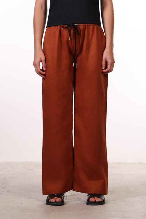THE CLASSIC LINEN PANTS — WOMENS BUNRT ORANGE
