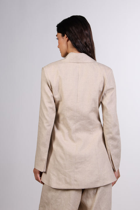THE LINEN BLAZER — WOMENS BEIGE