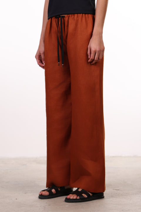 THE CLASSIC LINEN PANTS — WOMENS BUNRT ORANGE