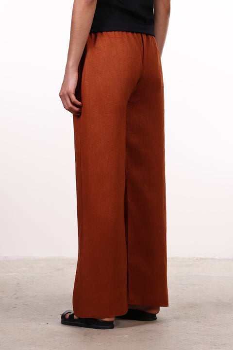 THE CLASSIC LINEN PANTS — WOMENS BUNRT ORANGE
