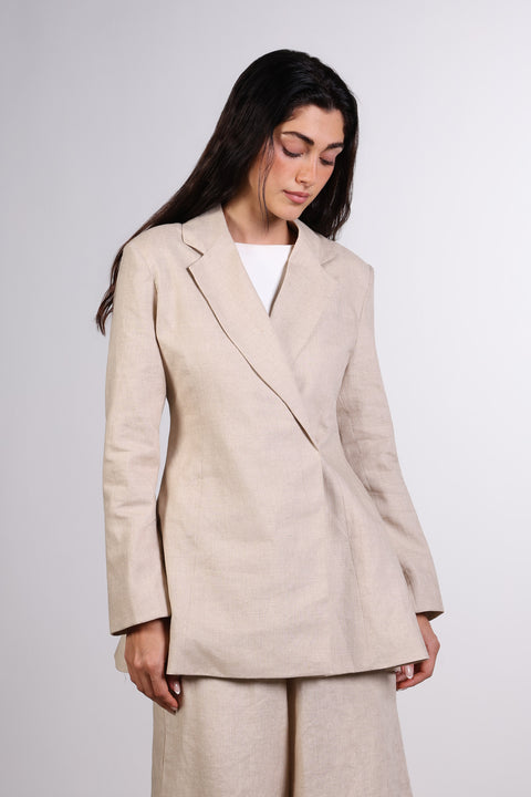 THE LINEN BLAZER — WOMENS BEIGE