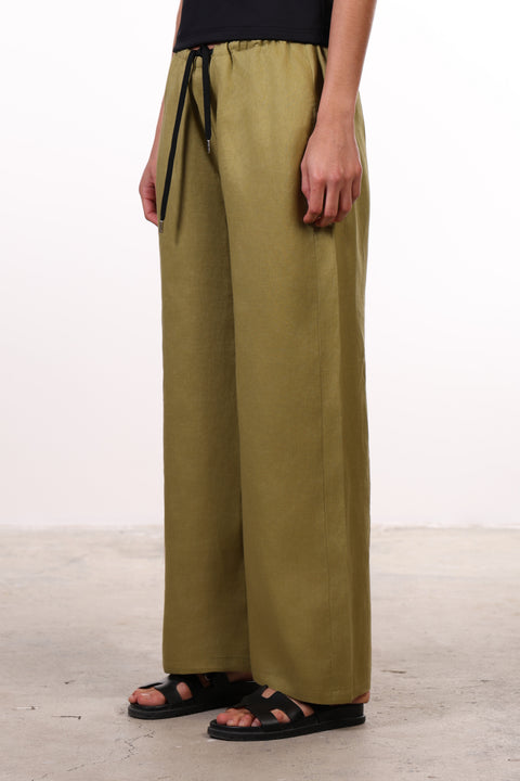 THE CLASSIC LINEN PANTS — WOMENS MOSS GREEN