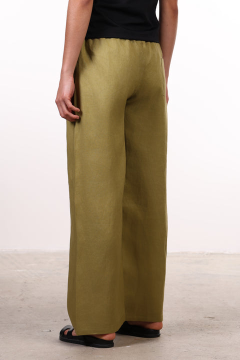 THE CLASSIC LINEN PANTS — WOMENS MOSS GREEN