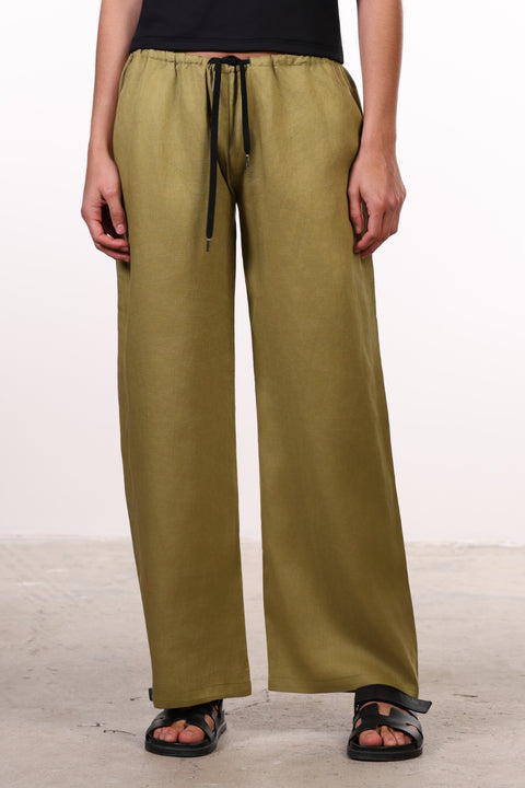 THE CLASSIC LINEN PANTS — WOMENS MOSS GREEN