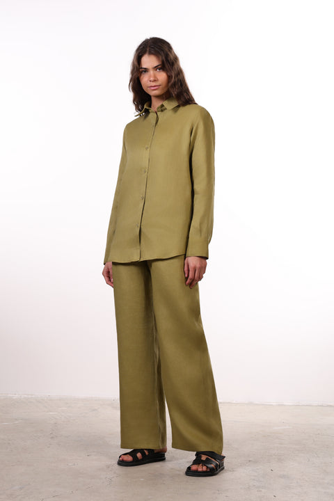 THE CLASSIC LINEN SET — WOMENS MOSS GREEN