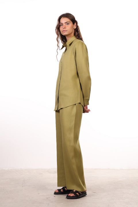 THE CLASSIC LINEN SET — WOMENS MOSS GREEN