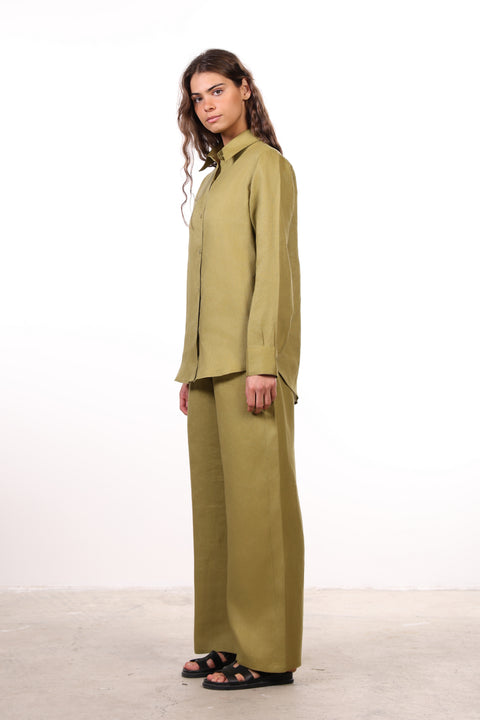 THE CLASSIC LINEN SET — WOMENS MOSS GREEN