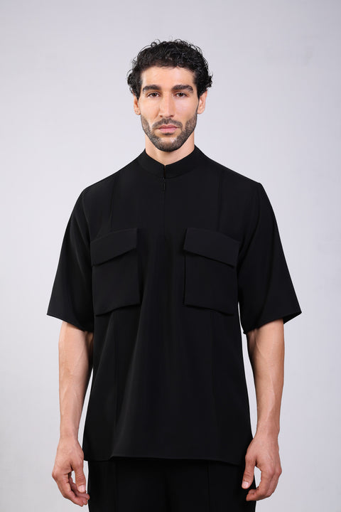 CORE SHIRT HALF SLEEVES — MENS BLACK