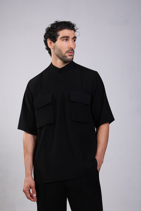 CORE SHIRT HALF SLEEVES — MENS BLACK