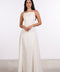 SILK PANEL LINEN DRESS — WOMENS OFF WHITE