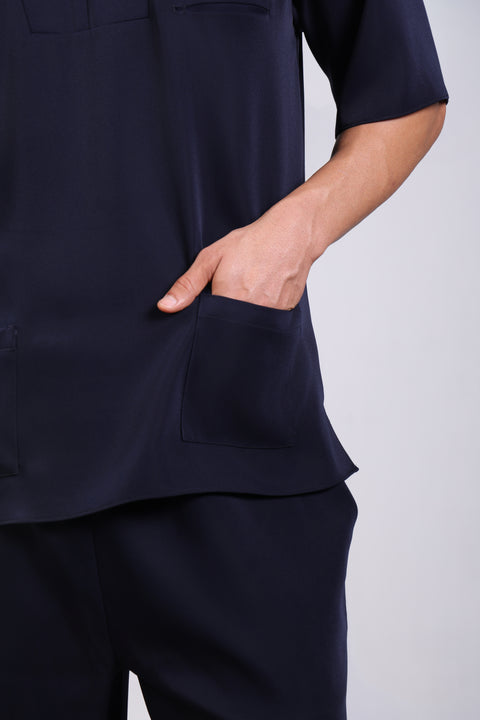 CLASSIC SHIRT HALF SLEEVES — MENS NAVY