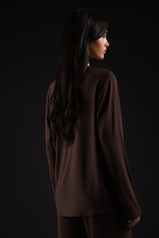 ON CALL TOP FULL SLEEVE — IN BROWN