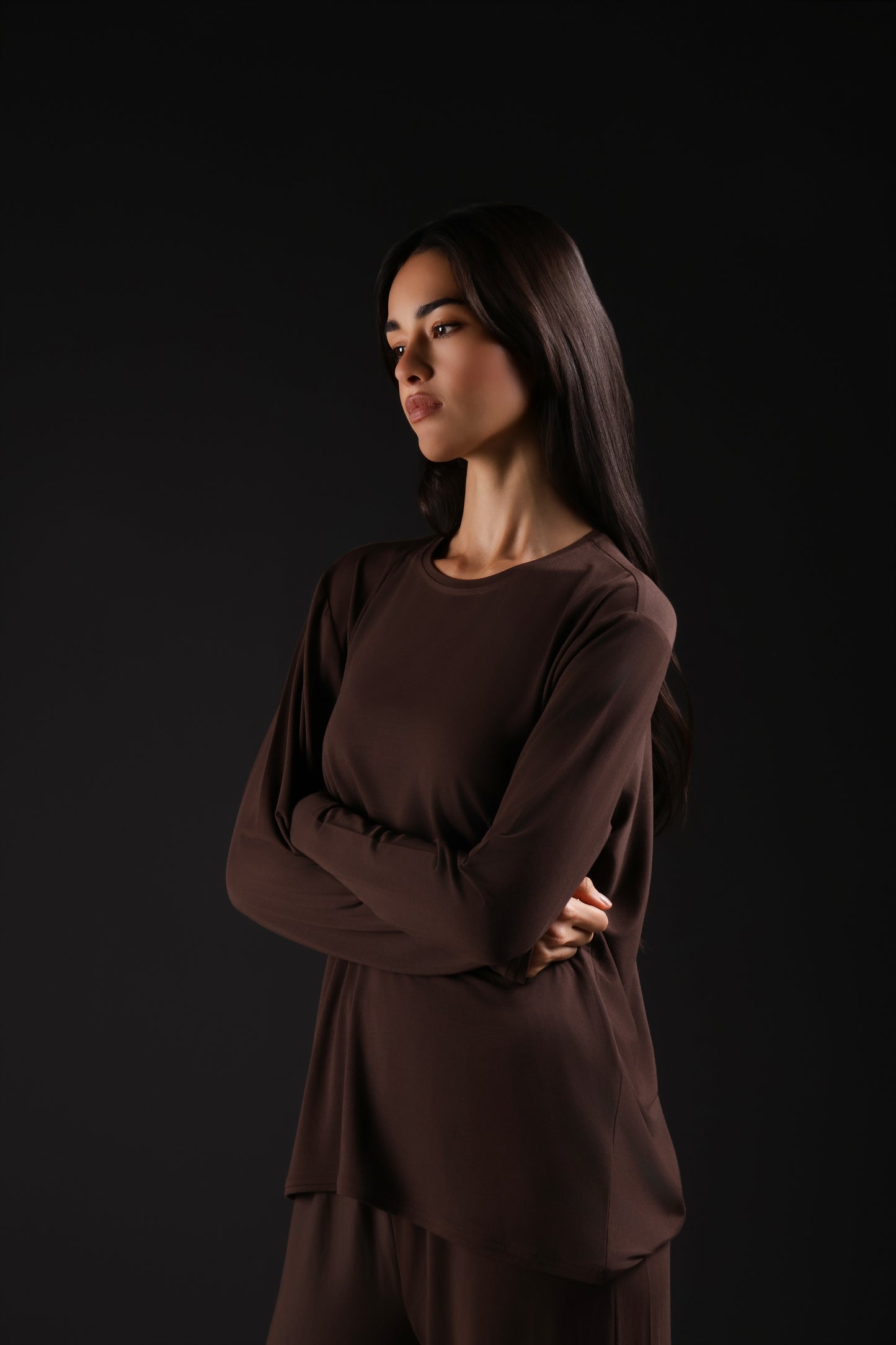 ON CALL TOP FULL SLEEVE — IN BROWN