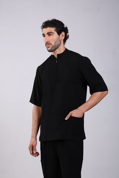 CLASSIC SHIRT HALF SLEEVES — MENS BLACK