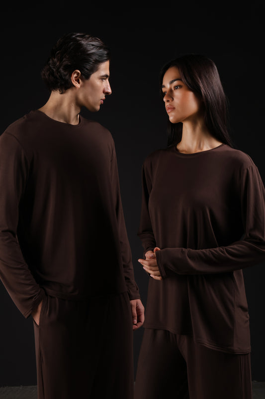 ON CALL TOP FULL SLEEVE — IN BROWN