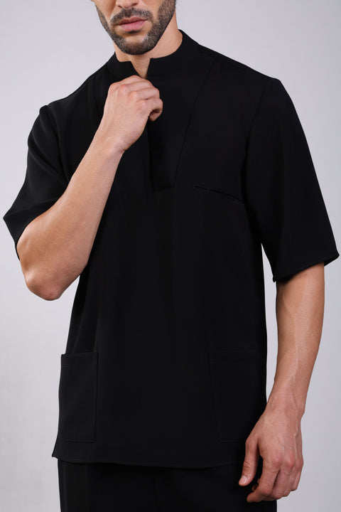 CLASSIC SHIRT HALF SLEEVES — MENS BLACK