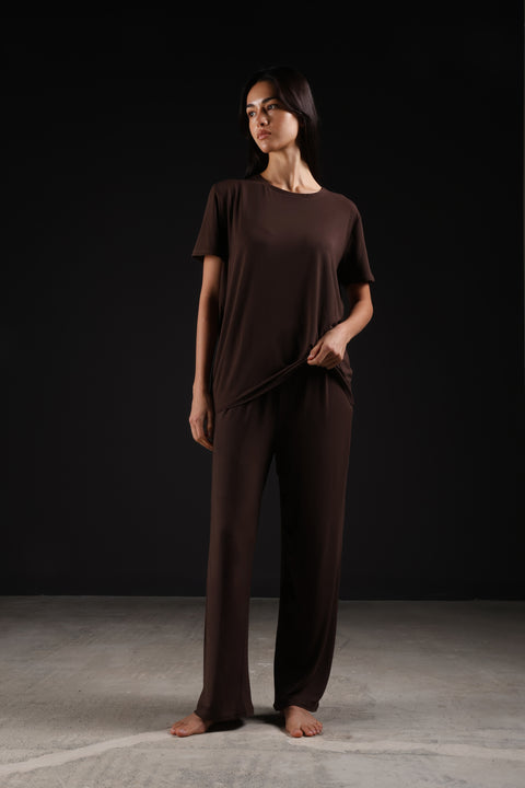 ON CALL HALF SLEEVES SET  — WOMENS BROWN