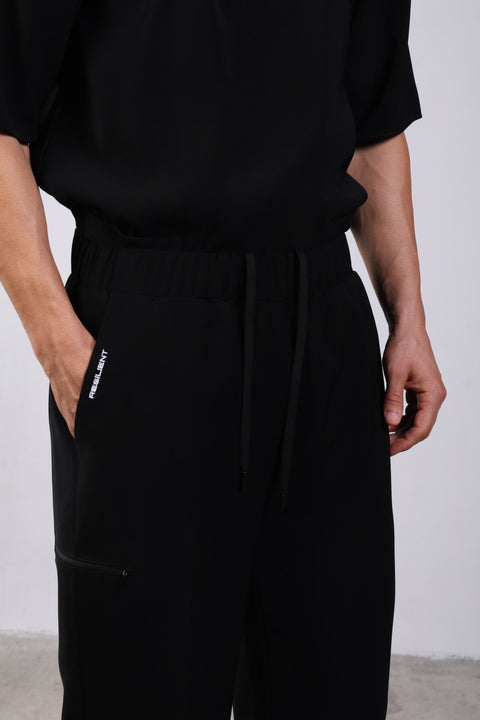 FLEX SHIRT HALF SLEEVES ROUND NECK SET — MENS BLACK