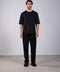 FLEX SHIRT HALF SLEEVES ROUND NECK SET — MENS BLACK