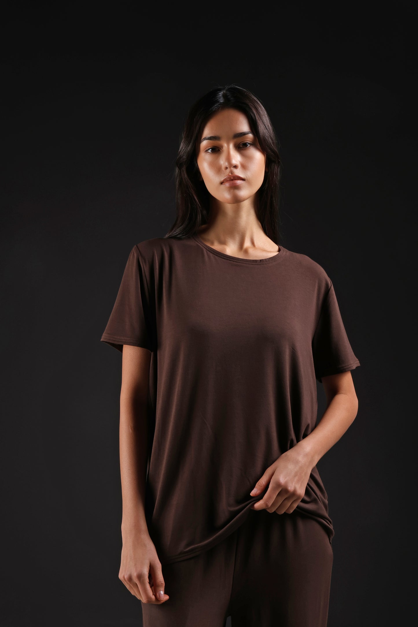 ON CALL TOP HALF SLEEVE — IN BROWN