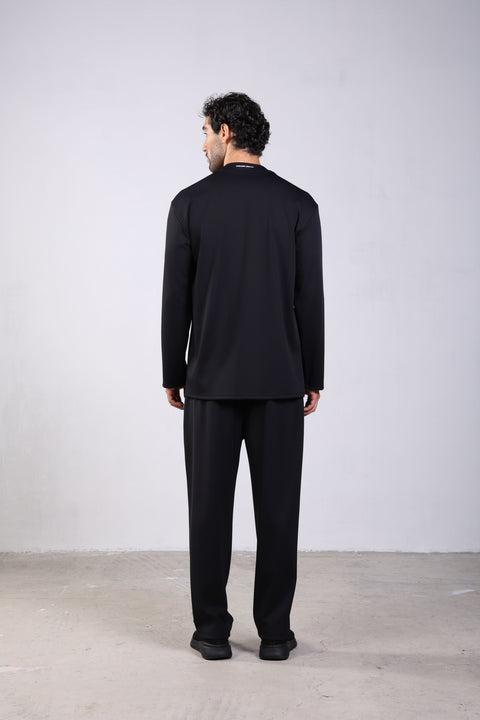 FLEX SHIRT FULL SLEEVES ROUND NECK — MENS BLACK