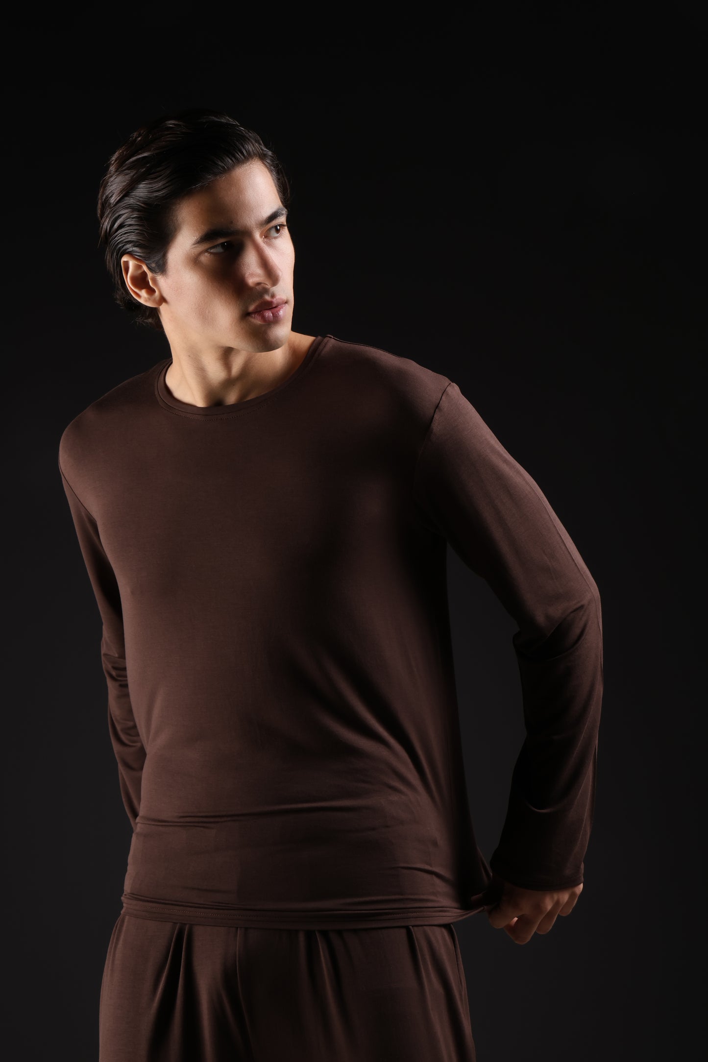 ON CALL TOP FULL SLEEVE — IN BROWN