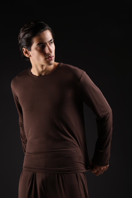 ON CALL TOP FULL SLEEVE — IN BROWN