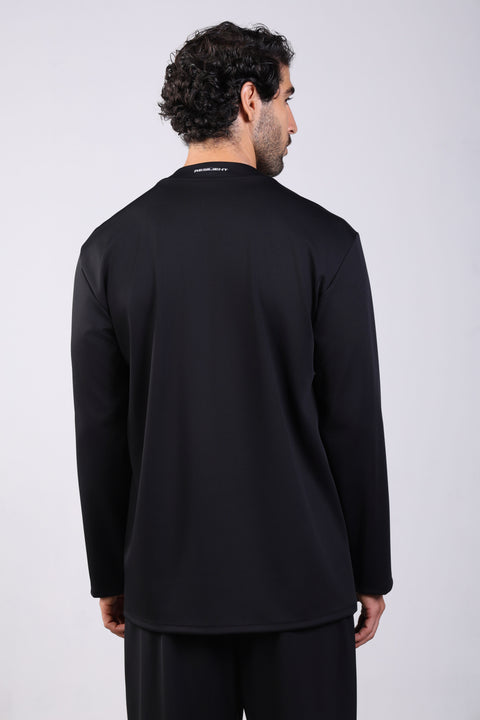 FLEX SHIRT FULL SLEEVES ROUND NECK — MENS BLACK