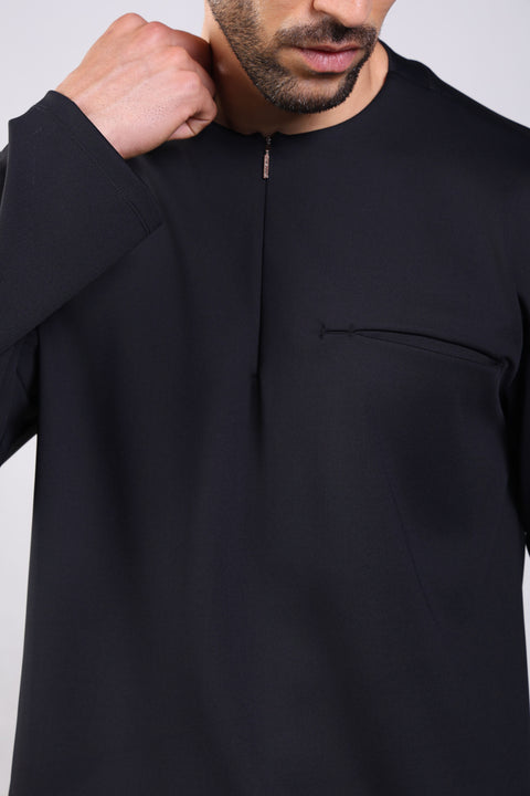 FLEX SHIRT FULL SLEEVES ROUND NECK — MENS BLACK