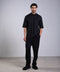 FLEX SHIRT HALF SLEEVES HIGH NECK SET — MENS BLACK