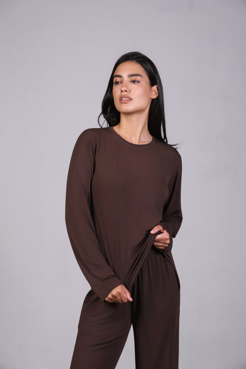 ON CALL TOP FULL SLEEVES — WOMENS BROWN