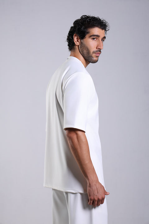 FLEX SHIRT HALF SLEEVES ROUND NECK — MENS WHITE